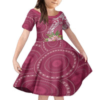 Fiji Adi Cakobau School Personalised Family Matching Short Sleeve Bodycon Dress and Hawaiian Shirt Masi Tapa Mix Plumeria