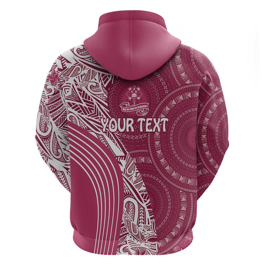 Fiji Adi Cakobau School Personalised Hoodie Masi Tapa Mix Plumeria LT7 - Polynesian Pride