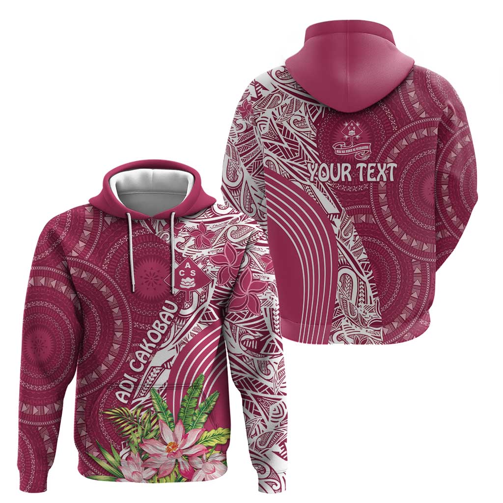Fiji Adi Cakobau School Personalised Hoodie Masi Tapa Mix Plumeria LT7 - Polynesian Pride