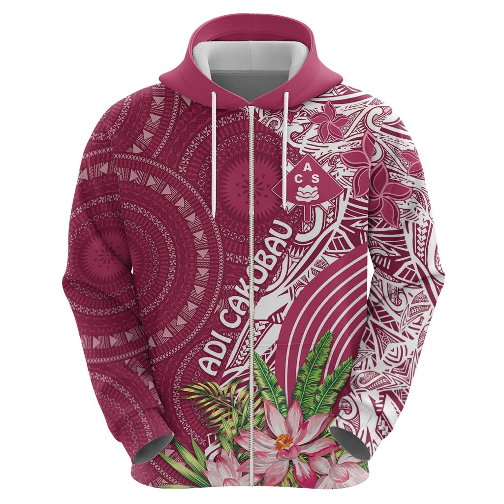 Fiji Adi Cakobau School Personalised Hoodie Masi Tapa Mix Plumeria LT7 - Polynesian Pride