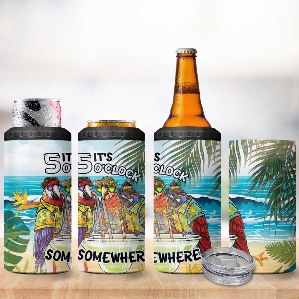 It's 5 o'clock Somewhere 4 in 1 Can Cooler Tumbler Beach Party - Polynesian Pride
