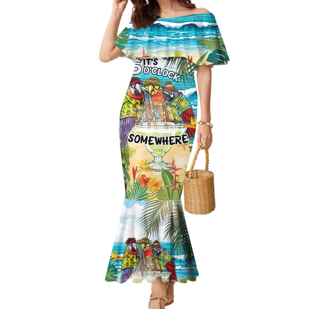 It's 5 o'clock Somewhere Family Matching Mermaid Dress and Hawaiian Shirt Beach Party - Polynesian Pride