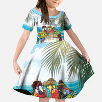 It's 5 o'clock Somewhere Family Matching Off The Shoulder Long Sleeve Dress and Hawaiian Shirt Beach Party - Polynesian Pride