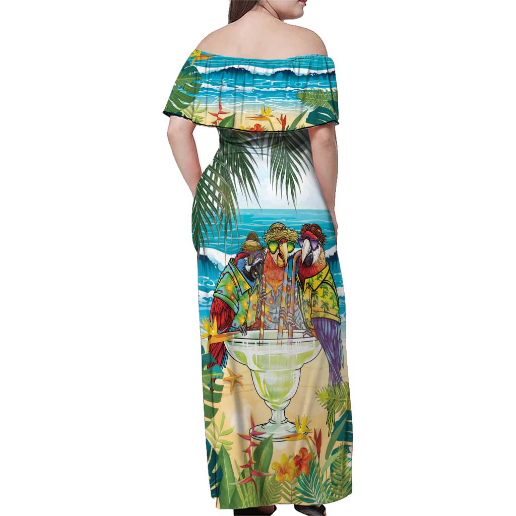 It's 5 o'clock Somewhere Family Matching Off Shoulder Maxi Dress and Hawaiian Shirt Beach Party - Polynesian Pride