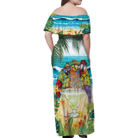 It's 5 o'clock Somewhere Family Matching Off Shoulder Maxi Dress and Hawaiian Shirt Beach Party - Polynesian Pride