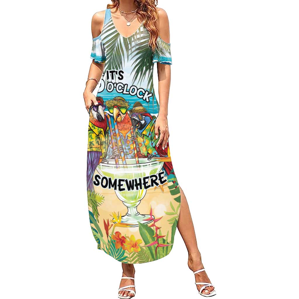 It's 5 o'clock Somewhere Family Matching Summer Maxi Dress and Hawaiian Shirt Beach Party - Polynesian Pride
