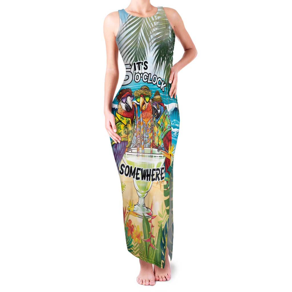 It's 5 o'clock Somewhere Family Matching Tank Maxi Dress and Hawaiian Shirt Beach Party - Polynesian Pride