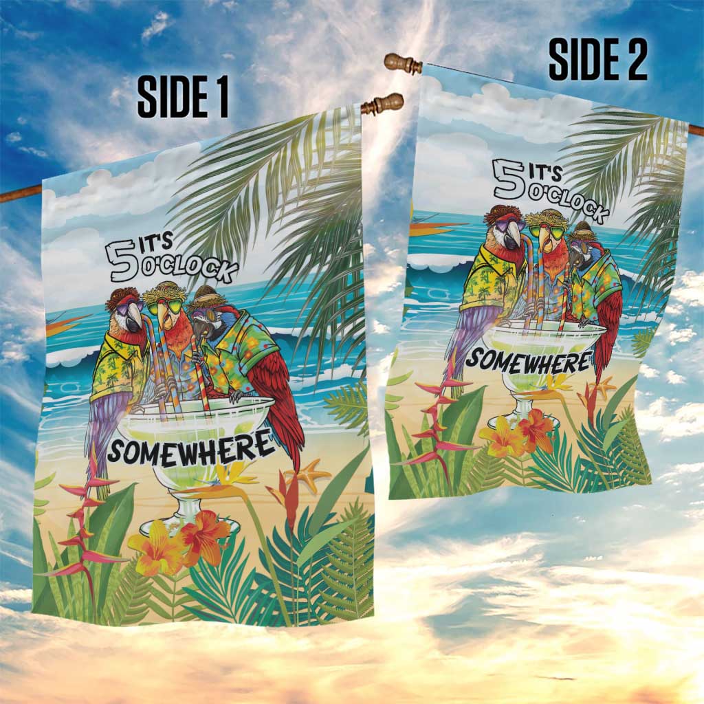 It's 5 o'clock Somewhere Garden Flag Beach Party - Polynesian Pride