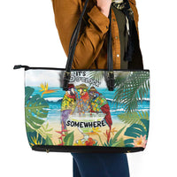 It's 5 o'clock Somewhere Leather Tote Bag Beach Party - Polynesian Pride