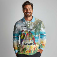 It's 5 o'clock Somewhere Long Sleeve Polo Shirt Beach Party LT7 - Polynesian Pride