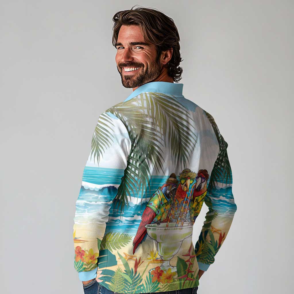 It's 5 o'clock Somewhere Long Sleeve Polo Shirt Beach Party LT7 - Polynesian Pride