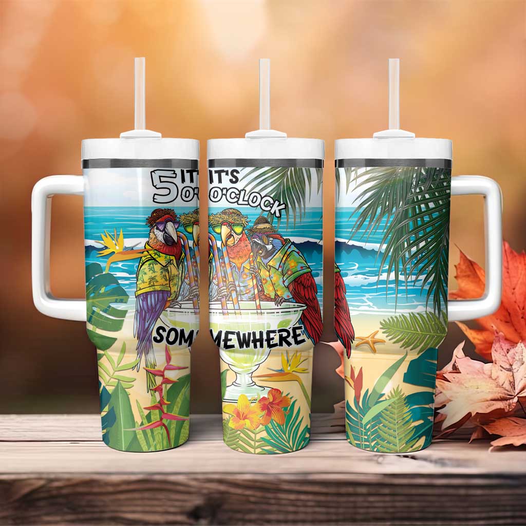 It's 5 o'clock Somewhere Tumbler With Handle Beach Party - Polynesian Pride