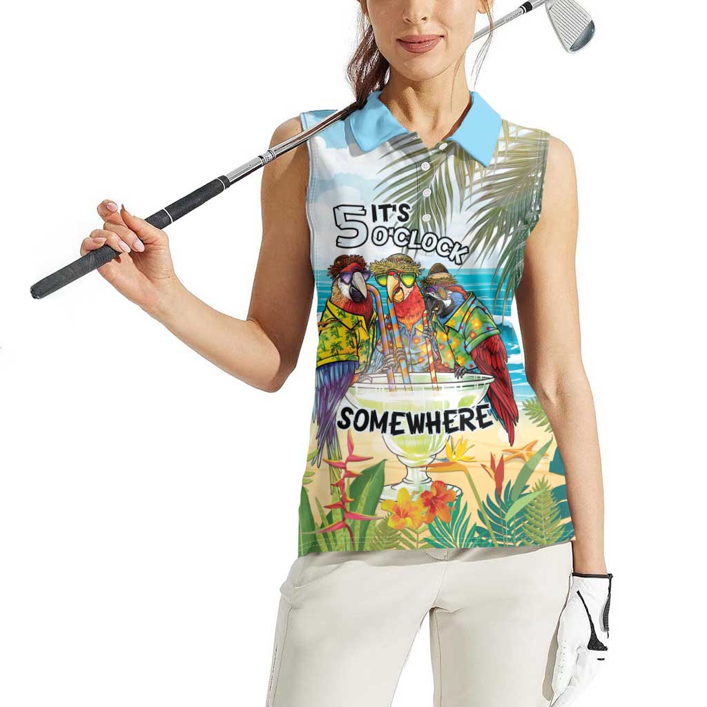 It's 5 o'clock Somewhere Women Sleeveless Polo Shirt Beach Party LT7 - Polynesian Pride