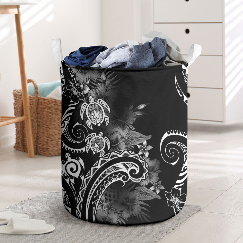 Aloha Hawaii Turtles Floral Laundry Basket Obsidian Glaze