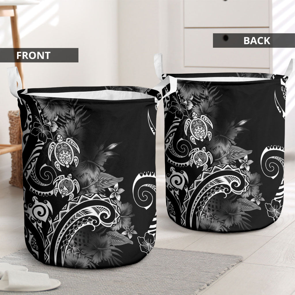 Aloha Hawaii Turtles Floral Laundry Basket Obsidian Glaze