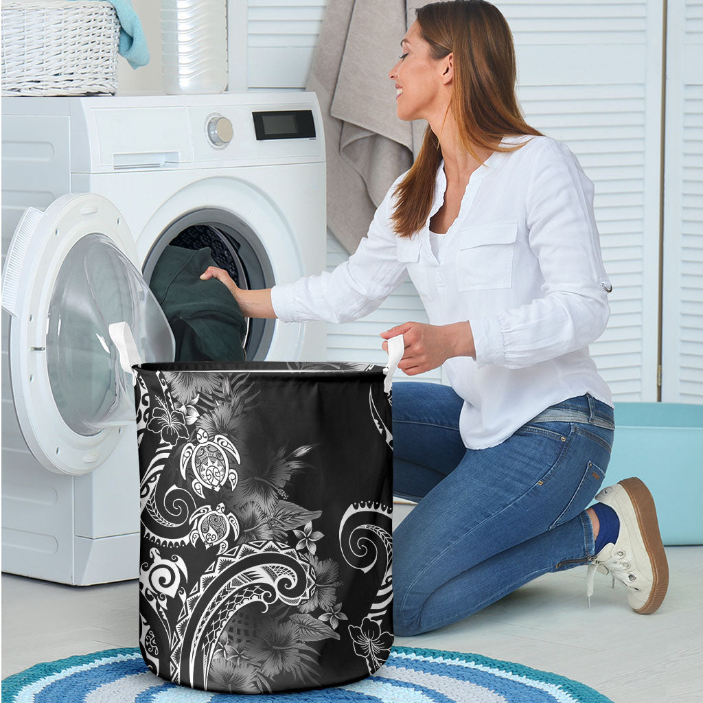 Aloha Hawaii Turtles Floral Laundry Basket Obsidian Glaze