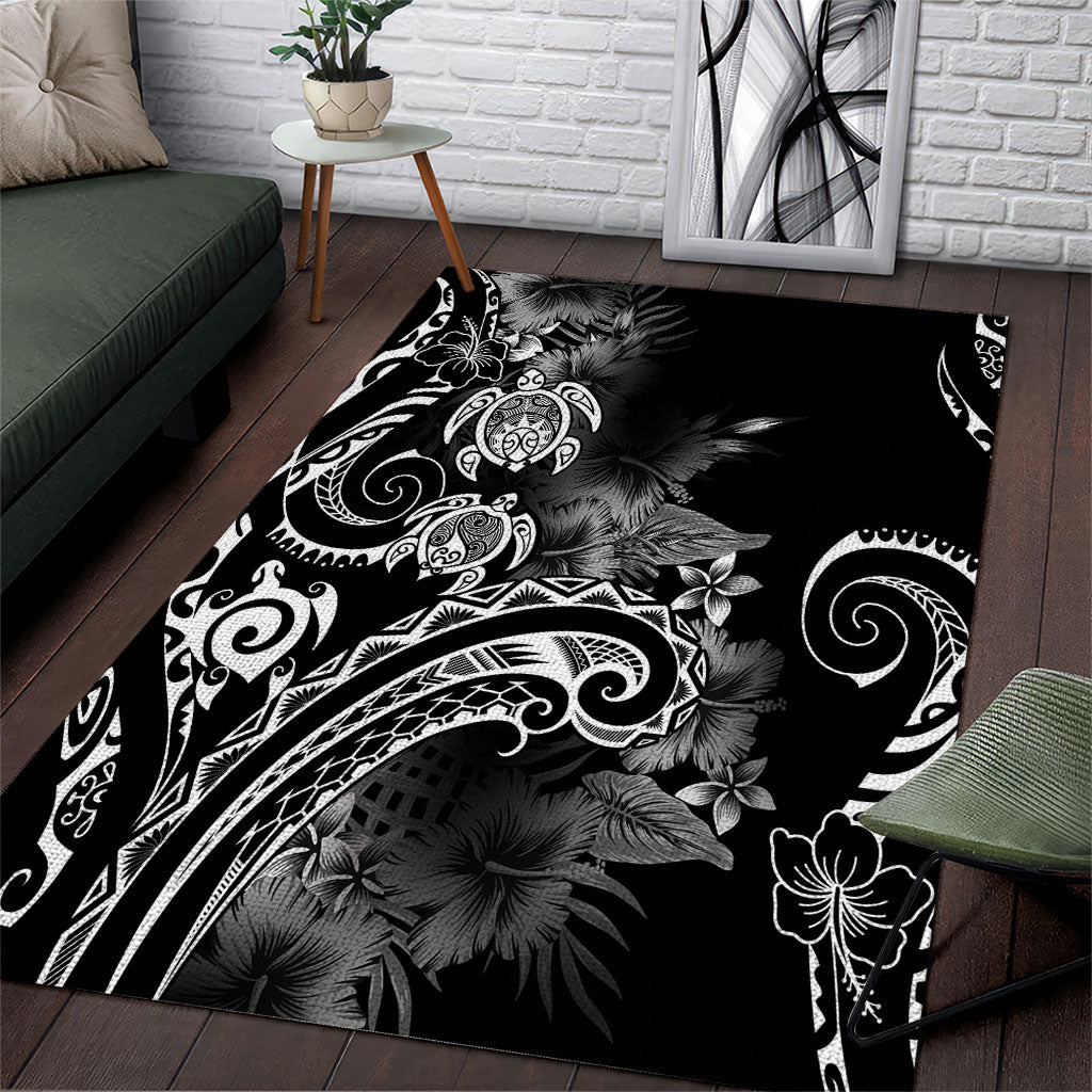 Aloha Hawaii Turtles Floral Area Rug Obsidian Glaze