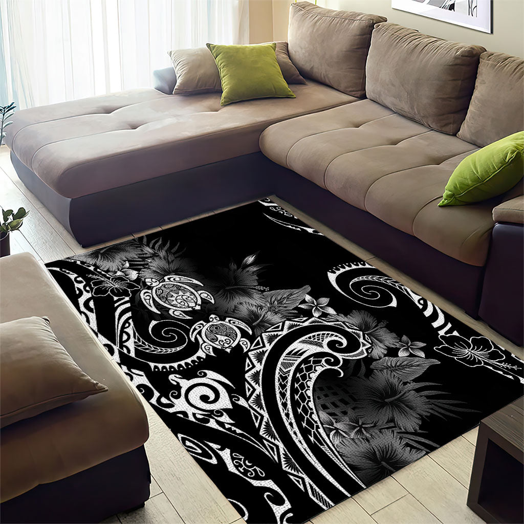 Aloha Hawaii Turtles Floral Area Rug Obsidian Glaze