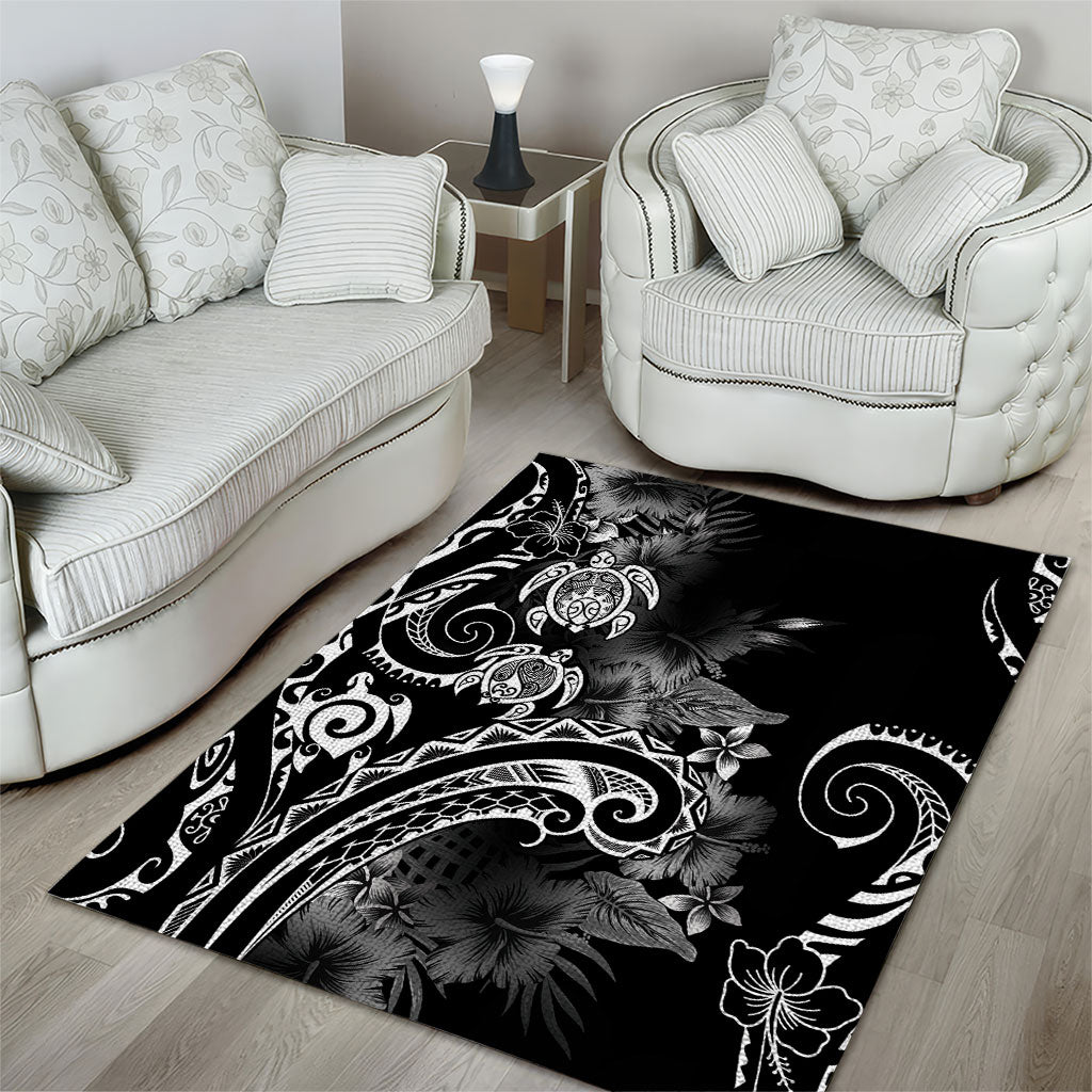 Aloha Hawaii Turtles Floral Area Rug Obsidian Glaze