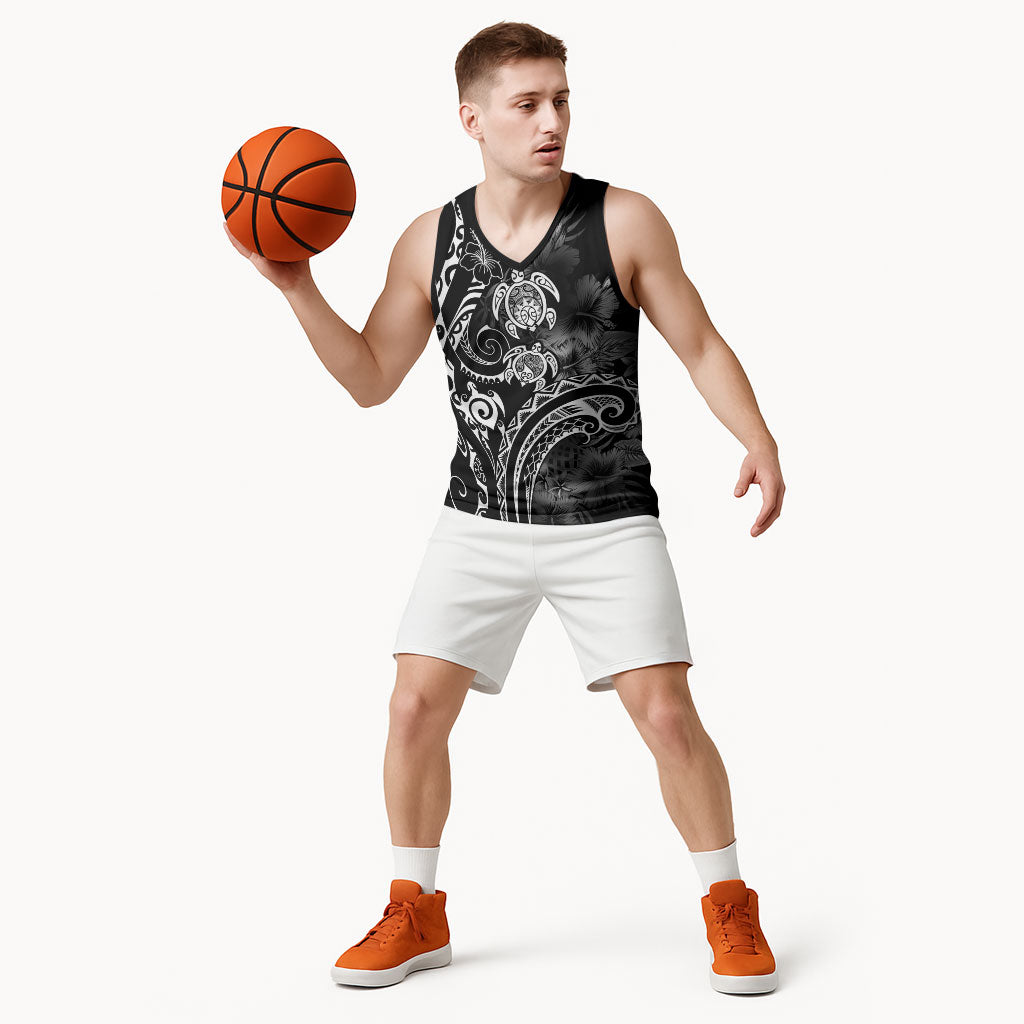 Aloha Hawaii Turtles Floral Basketball Jersey Obsidian Glaze
