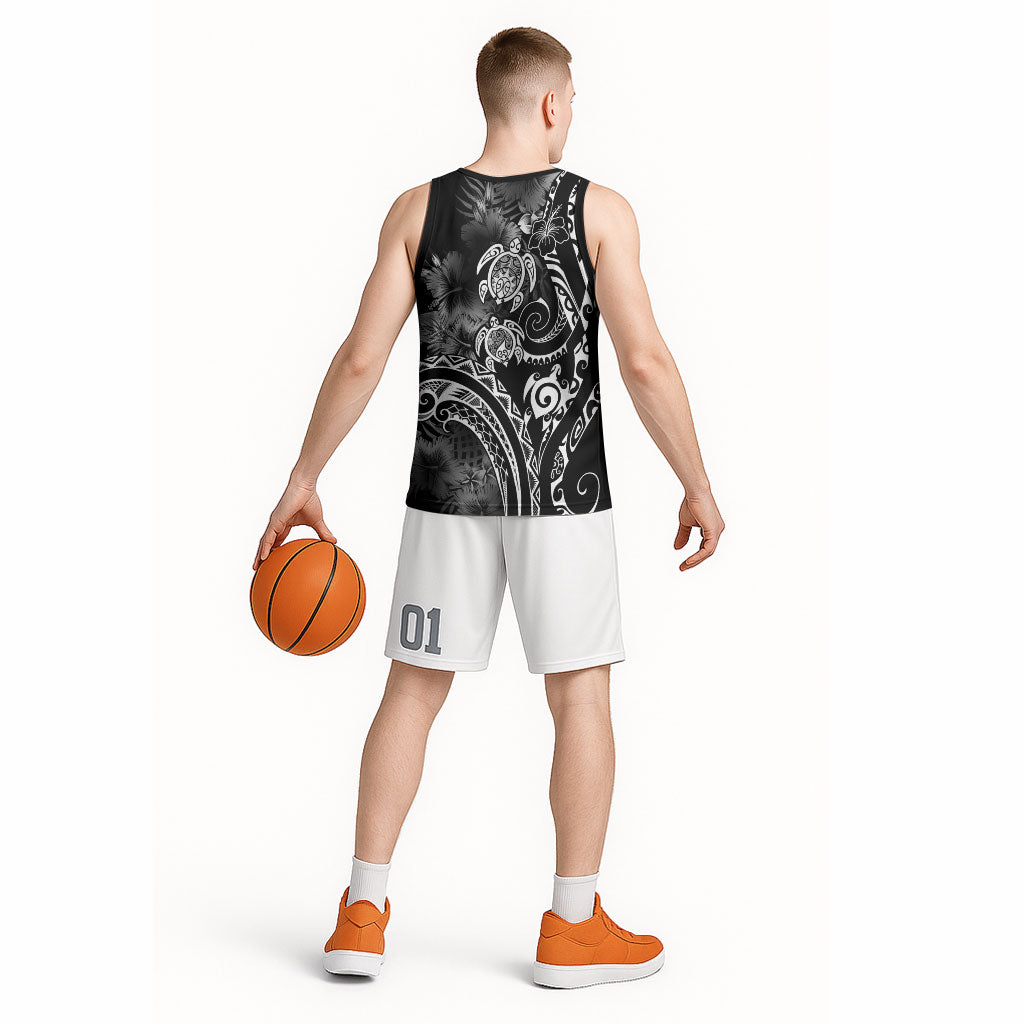 Aloha Hawaii Turtles Floral Basketball Jersey Obsidian Glaze