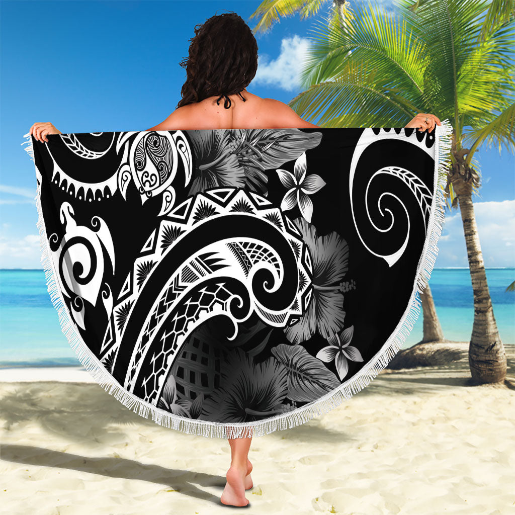 Aloha Hawaii Turtles Floral Beach Blanket Obsidian Glaze