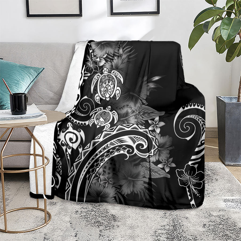 Aloha Hawaii Turtles Floral Blanket Obsidian Glaze