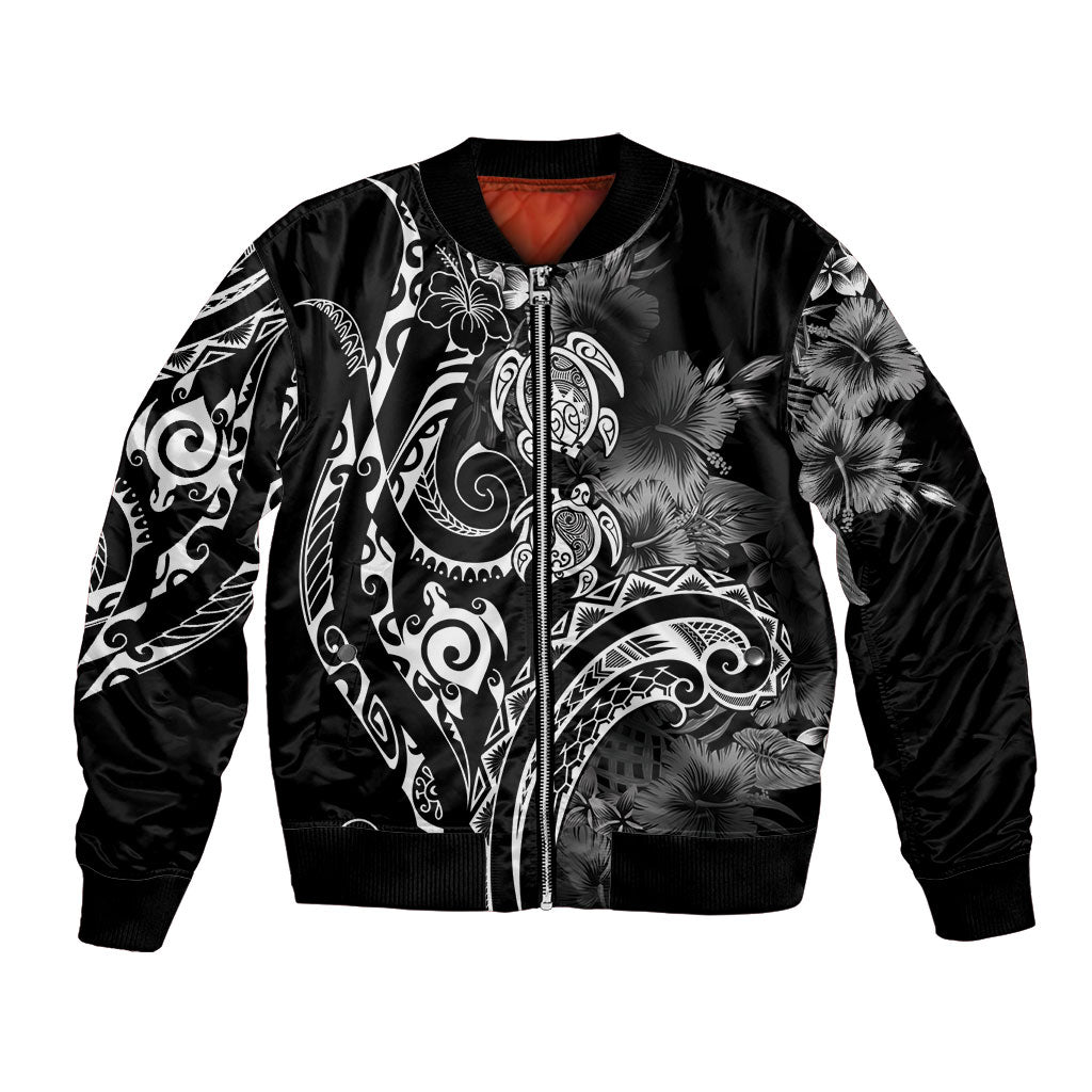 Aloha Hawaii Turtles Floral Bomber Jacket Obsidian Glaze