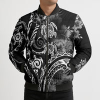 Aloha Hawaii Turtles Floral Bomber Puffer Jacket Obsidian Glaze