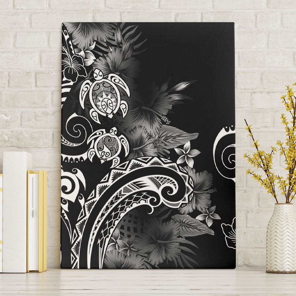 Aloha Hawaii Turtles Floral Canvas Wall Art Obsidian Glaze