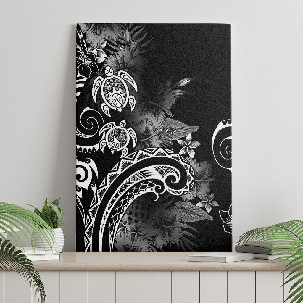 Aloha Hawaii Turtles Floral Canvas Wall Art Obsidian Glaze
