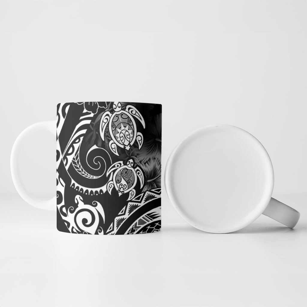 Aloha Hawaii Turtles Floral Ceramic Mug Obsidian Glaze