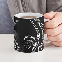 Aloha Hawaii Turtles Floral Ceramic Mug Obsidian Glaze