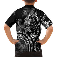 Aloha Hawaii Turtles Floral Family Matching Mermaid Dress and Hawaiian Shirt Obsidian Glaze