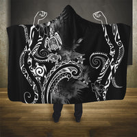 Aloha Hawaii Turtles Floral Hooded Blanket Obsidian Glaze