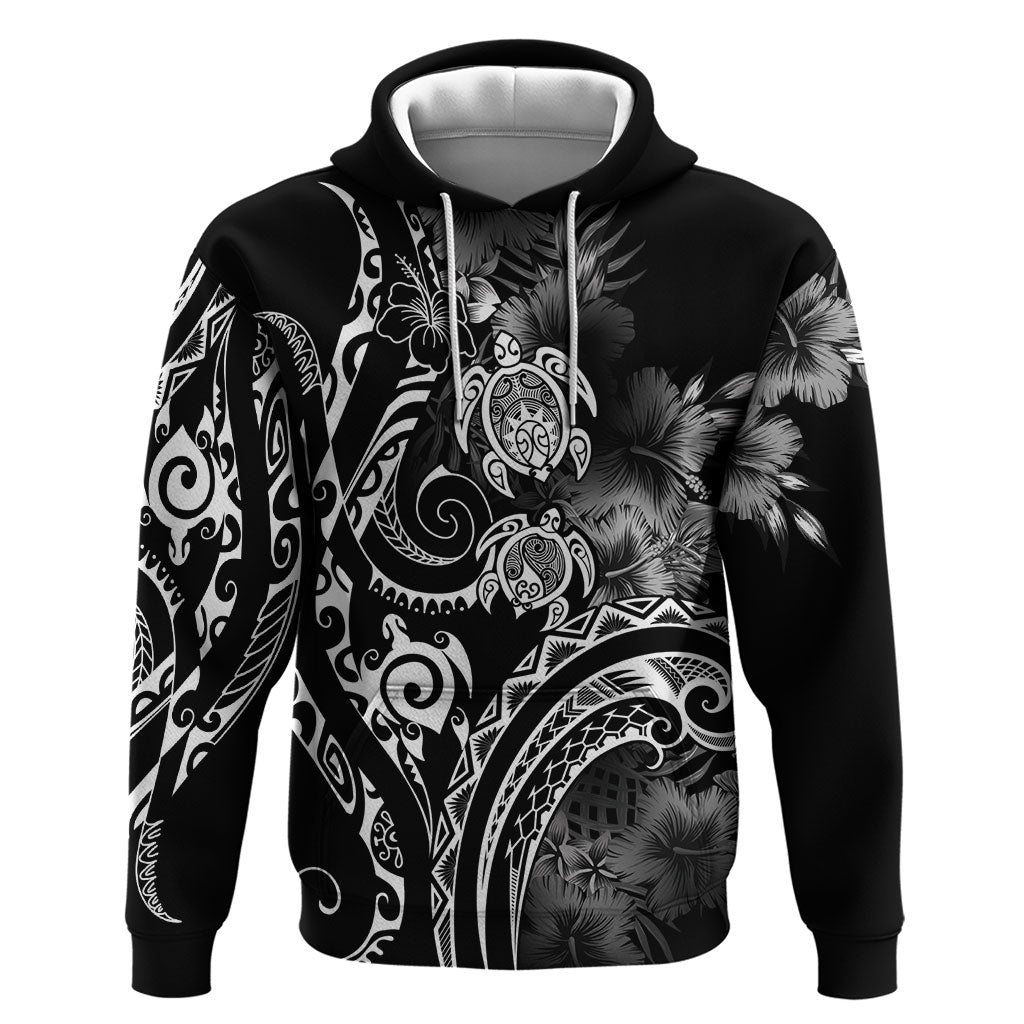Aloha Hawaii Turtles Floral Hoodie Obsidian Glaze