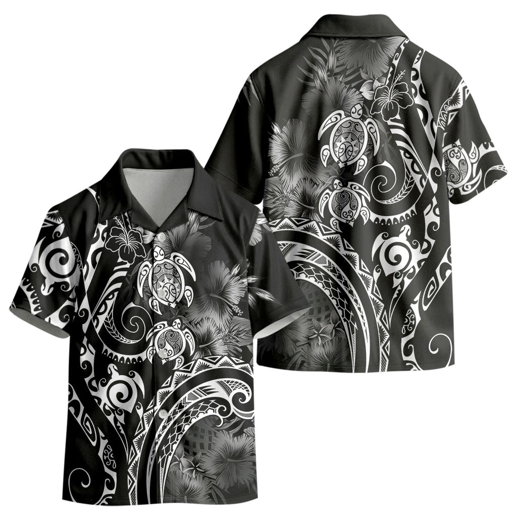 Aloha Hawaii Turtles Floral Kid Hawaiian Shirt Obsidian Glaze LT7 - Polynesian Pride
