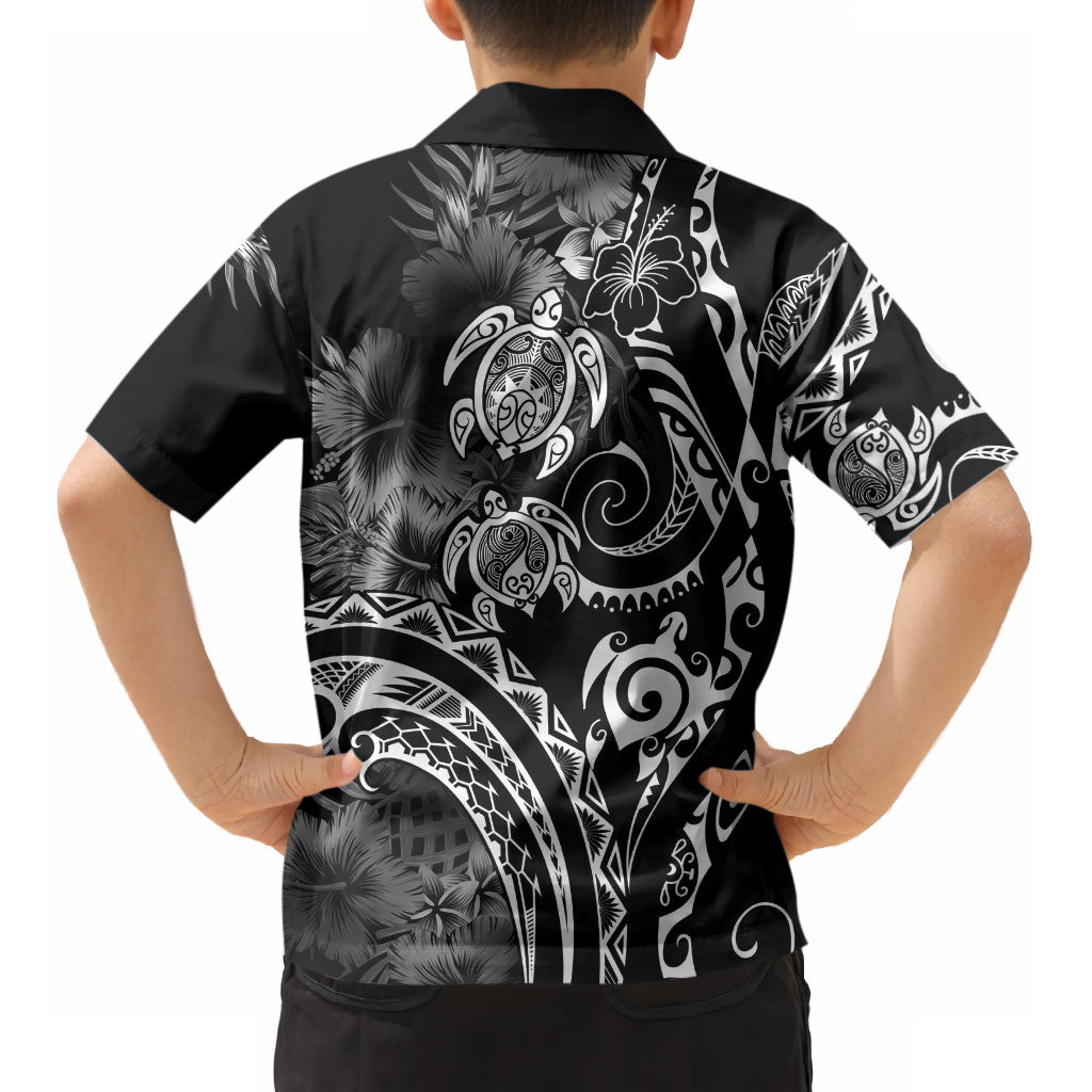 Aloha Hawaii Turtles Floral Kid Hawaiian Shirt Obsidian Glaze LT7 - Polynesian Pride