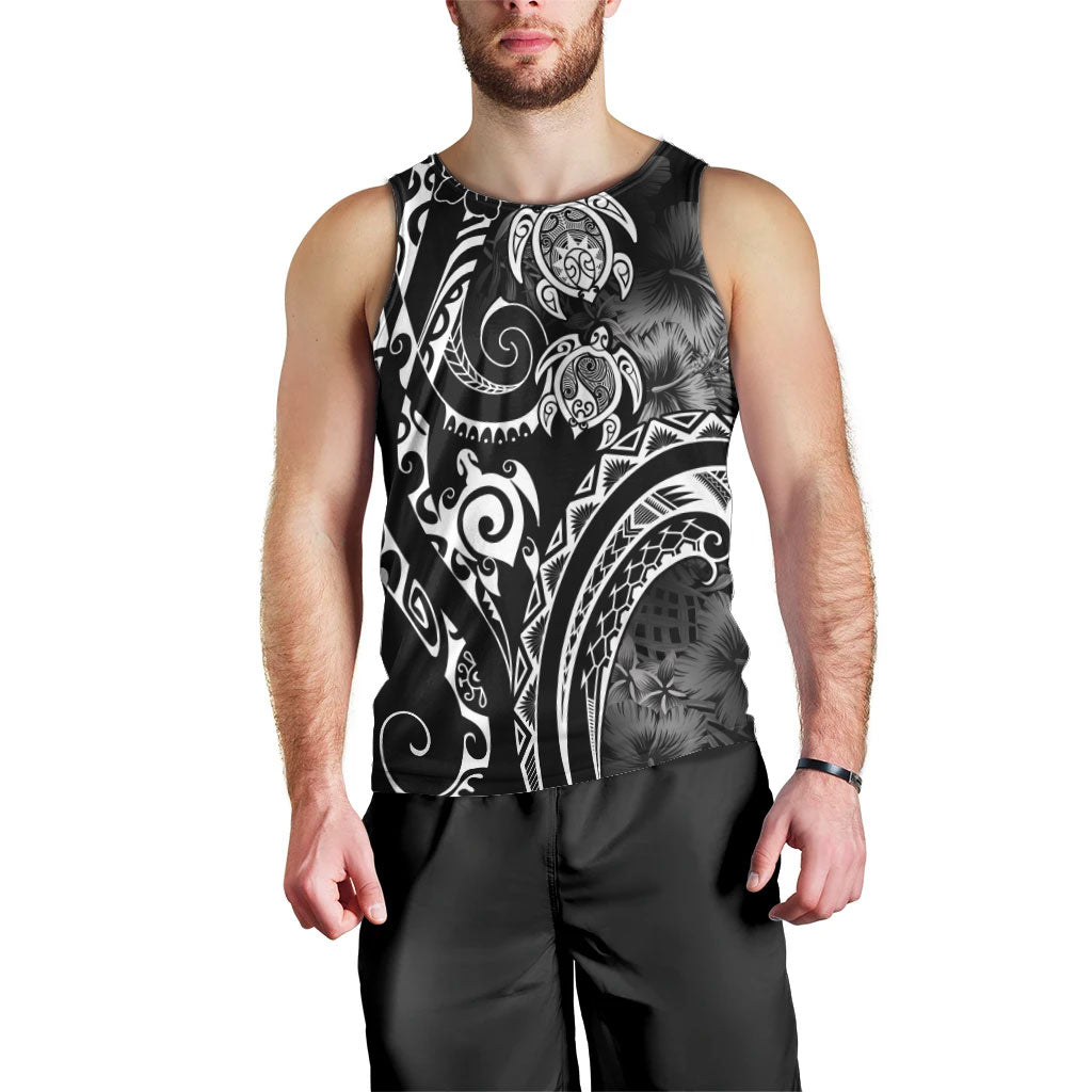 Aloha Hawaii Turtles Floral Men Tank Top Obsidian Glaze