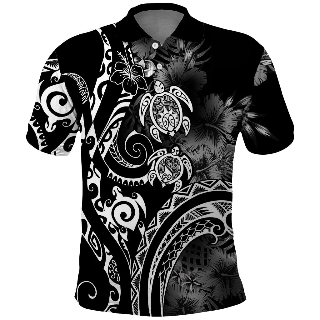 Aloha Hawaii Turtles Floral Polo Shirt Obsidian Glaze
