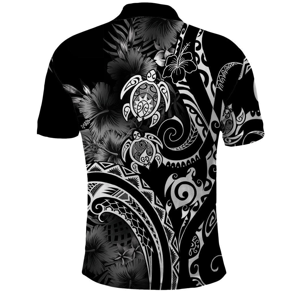 Aloha Hawaii Turtles Floral Polo Shirt Obsidian Glaze