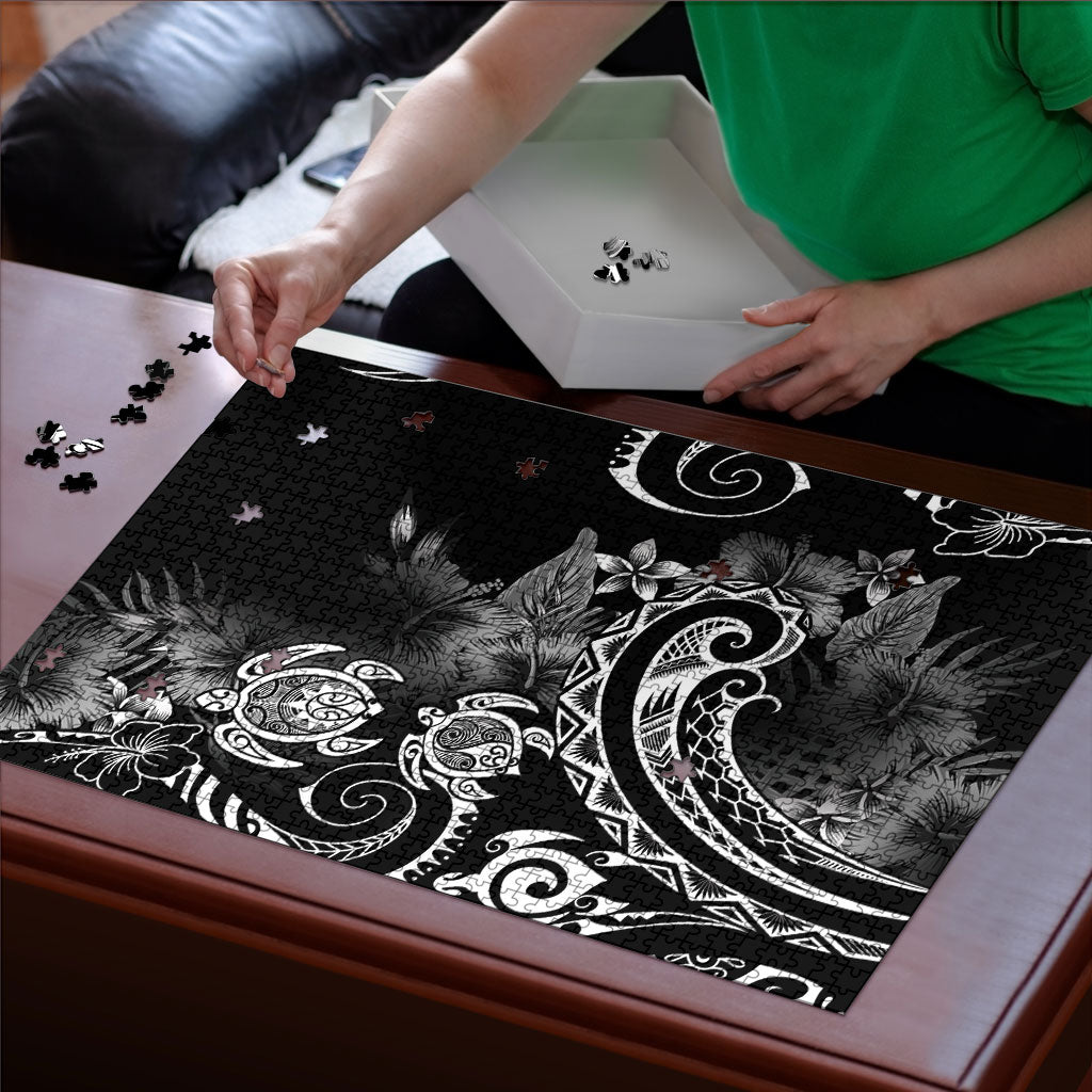 Aloha Hawaii Turtles Floral Puzzle Obsidian Glaze