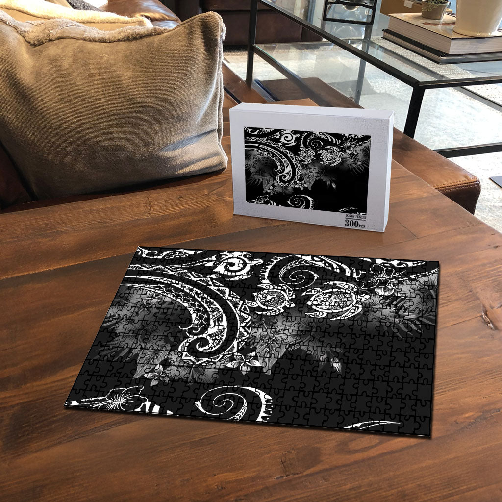Aloha Hawaii Turtles Floral Puzzle Obsidian Glaze
