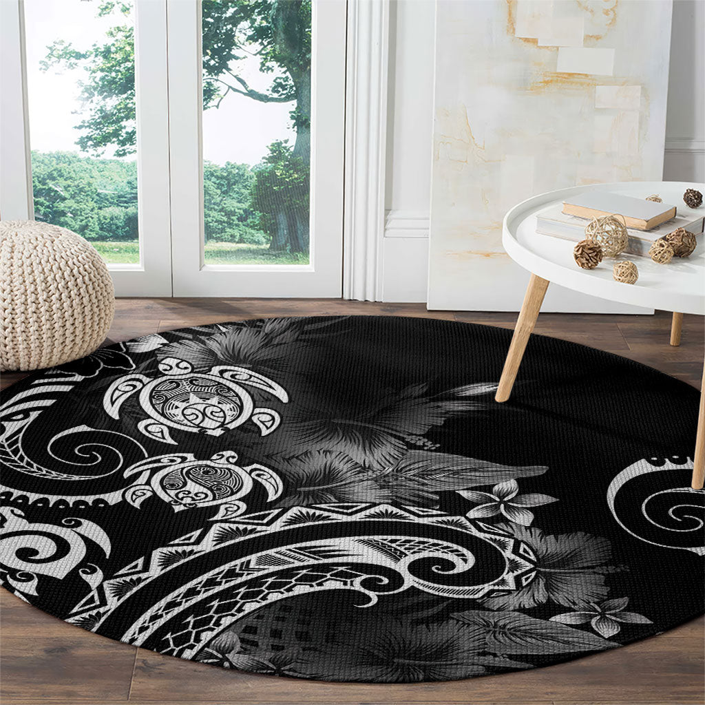Aloha Hawaii Turtles Floral Round Carpet Obsidian Glaze