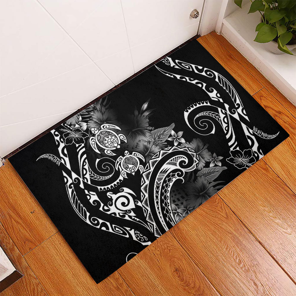 Aloha Hawaii Turtles Floral Rubber Doormat Obsidian Glaze