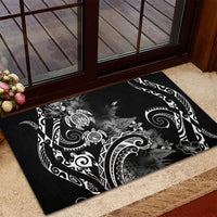 Aloha Hawaii Turtles Floral Rubber Doormat Obsidian Glaze