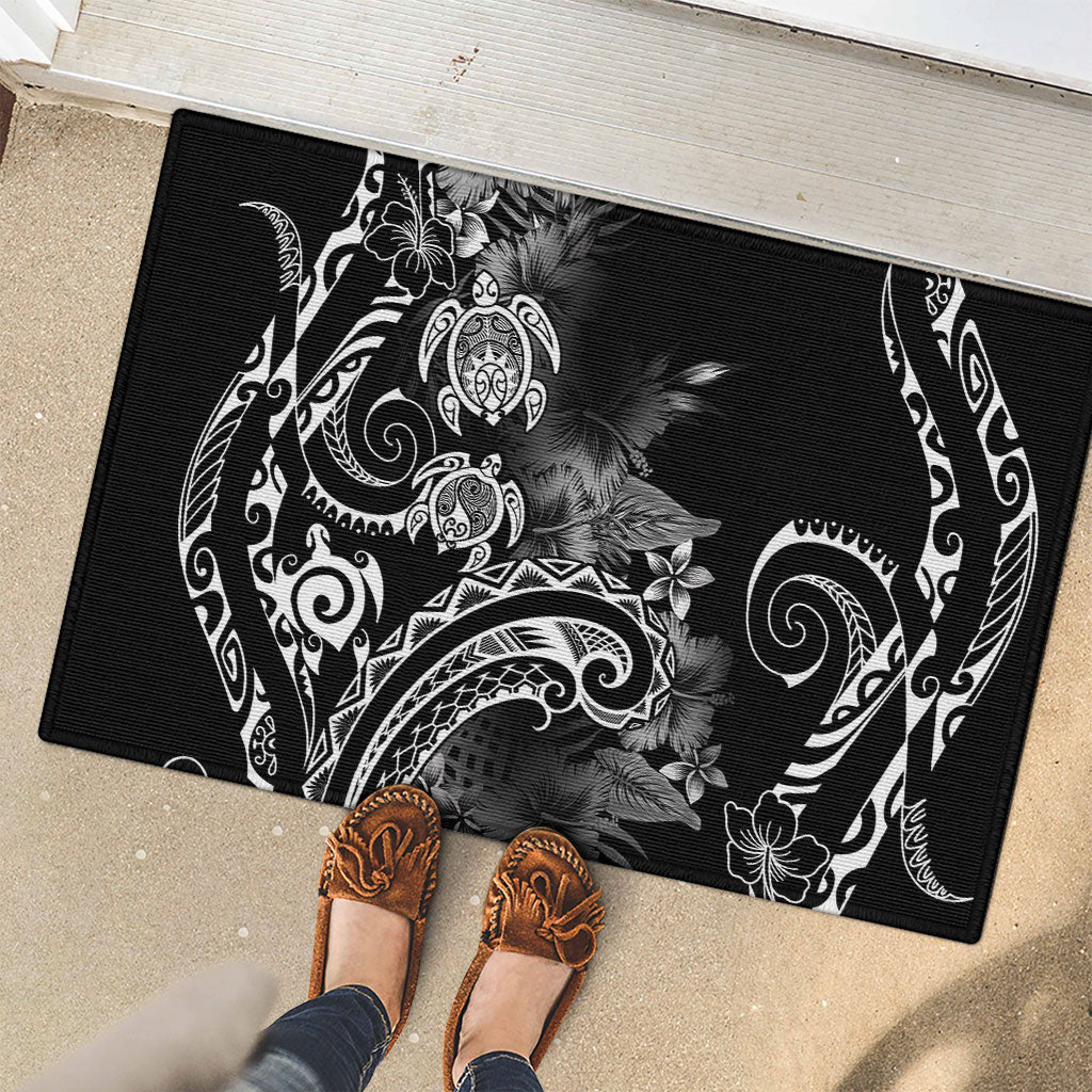 Aloha Hawaii Turtles Floral Rubber Doormat Obsidian Glaze