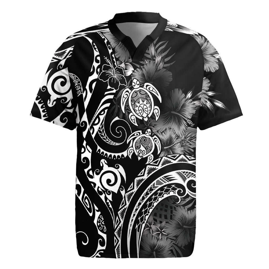 Aloha Hawaii Turtles Floral Rugby Jersey Obsidian Glaze