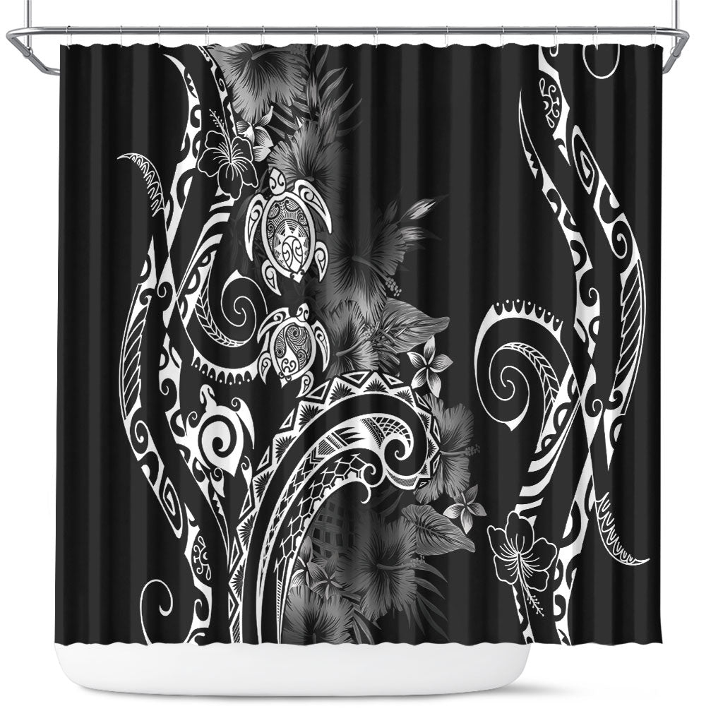 Aloha Hawaii Turtles Floral Shower Curtain Obsidian Glaze