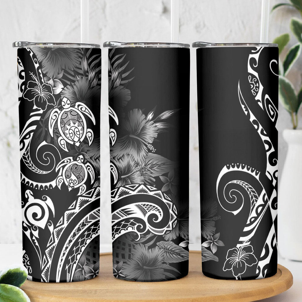 Aloha Hawaii Turtles Floral Skinny Tumbler Obsidian Glaze